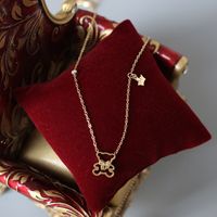 Sweet Student Mori Style Bear Bebear Cute Animal Bow Crown Necklace Clavicle Chain Titanium Steel 14k Gold main image 4
