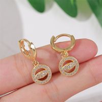 Européen Et Américain Exquis À La Mode Cuivre Incrusté De Zirconium Boucles D'oreilles Oeil Féminin Coréen Mignon Célébrité Internet Réel Or Électrolytique Âge-réduire Boucles D'oreilles main image 3