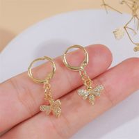 European And American Fashion Simple Copper Inlaid Zirconium Insect Bee Earrings Female Ins Creative Real Gold Plating Ornament main image 3