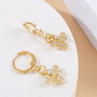European And American Fashion Simple Copper Inlaid Zirconium Insect Bee Earrings Female Ins Creative Real Gold Plating Ornament main image 5