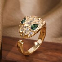 Korean-style Simple Net Red Copper Inlaid Zirconium Year Of Snake Open Ring Female Ins Trendy Real Gold Electroplated Cute Ring main image 1
