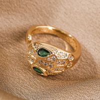 Korean-style Simple Net Red Copper Inlaid Zirconium Year Of Snake Open Ring Female Ins Trendy Real Gold Electroplated Cute Ring main image 5