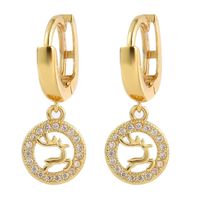 European And American Trendy Exquisite Copper Inlaid Zirconium Sika Deer Earrings Female Creative High Quality Real Gold Plating Eardrop Jewelry main image 6