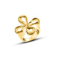 Retro Titanium Steel Ring 18k Real Gold Plated Yotsuba Ring Wholesale Nihaojewelry main image 6