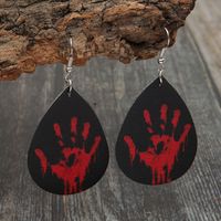 Halloween Palm Blood Stains Double-sided Printing Leather Earrings Wholesale Nihaojewelry main image 1