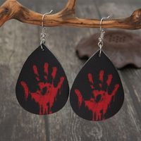 Halloween Palm Blood Stains Double-sided Printing Leather Earrings Wholesale Nihaojewelry main image 4