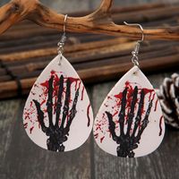 Halloween Palm Blood Stains Double-sided Printing Leather Earrings Wholesale Nihaojewelry main image 5