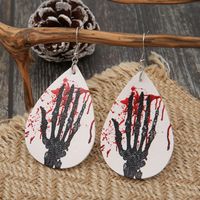 Halloween Palm Blood Stains Double-sided Printing Leather Earrings Wholesale Nihaojewelry main image 6
