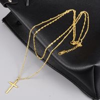 L253 Wholesale Double Layer Cross Plated 18k Gold Titanium Steel Necklace European And American Style Fashion Short Necklace Female Style main image 1