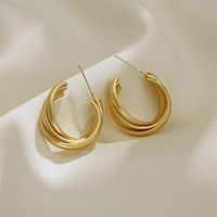 Simple C-shaped Metal Frosted Texture Earrings Wholesale Nihaojewelry main image 2