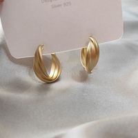 Simple C-shaped Metal Frosted Texture Earrings Wholesale Nihaojewelry main image 3