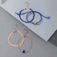 Cross-border Anklet Blue Braided Rope Cactus Fish Marine Elements Beach Style Four-piece Anklet main image 4