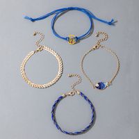 Cross-border Anklet Blue Braided Rope Cactus Fish Marine Elements Beach Style Four-piece Anklet main image 5