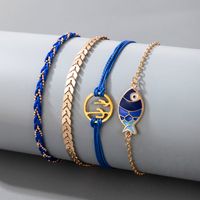 Cross-border Anklet Blue Braided Rope Cactus Fish Marine Elements Beach Style Four-piece Anklet main image 6