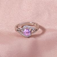 Creative Pink Zircon Micro-inlaid Copper Ring Wholesale Nihaojewelry main image 6