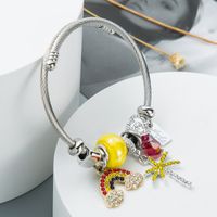 Fashion Heart-shaped Steel Wire Rhinestone Adjustable Bracelet Wholesale Nihaojewelry main image 3