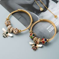Wholesale Jewelry Fashion Circle 304 Stainless Steel Alloy Rhinestones Gold Plated Plating Bracelets main image 1