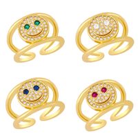 Simple 18k Gold Plated Zircon Double Smile Copper Ring Wholesale Nihaojewelry main image 1
