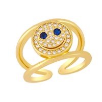 Simple 18k Gold Plated Zircon Double Smile Copper Ring Wholesale Nihaojewelry main image 4