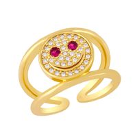 Simple 18k Gold Plated Zircon Double Smile Copper Ring Wholesale Nihaojewelry main image 5
