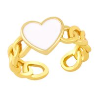 Fashion Dripping Oil Chain Heart Copper Ring Wholesale Nihaojewelry main image 3