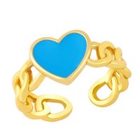 Fashion Dripping Oil Chain Heart Copper Ring Wholesale Nihaojewelry main image 4