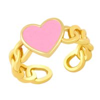 Fashion Dripping Oil Chain Heart Copper Ring Wholesale Nihaojewelry main image 6