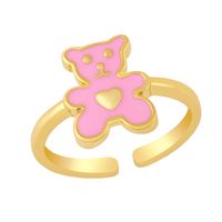 Cute Heart Bear Ring Europe And America Cross Border New Ins Style Colorful Oil Necklace Ring Girly Style Jewelry Rim58 main image 3