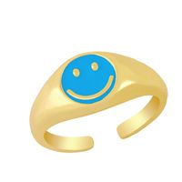 Nuevo Anillo De Goteo De Oro De 18 Quilates De Latón Con Cara Sonriente Al Por Mayor Nihaojewelry main image 4