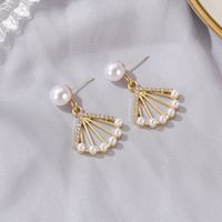 Baroque Fan-shaped Pearl Hollow Earrings Wholesale Nihaojewelry main image 1