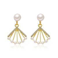 Baroque Fan-shaped Pearl Hollow Earrings Wholesale Nihaojewelry main image 6