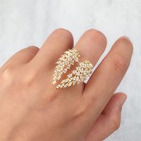 Fashion Angel Wings Feather Copper Zircon Open Ring Wholesale Nihaojewelry main image 2