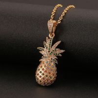 Hongxi Geometric Gold Inlaid Zircon European And American Style New Necklace Pineapple Leopard Hip Hop Pendant Accessories For Women main image 3