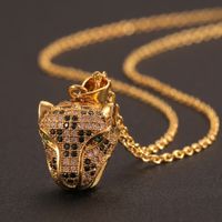 Hongxi Geometric Gold Inlaid Zircon European And American Style New Necklace Pineapple Leopard Hip Hop Pendant Accessories For Women main image 4