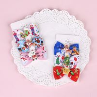 Factory Direct Sales European And American Foreign Trade Children Christmas Bow Barrettes Picture Clip Three Pieces Paper Cover main image 5
