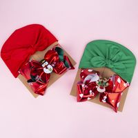 Europe And America Cross Border Christmas Style Children's Hat Bow Two-piece Set Baby Christmas Elements Sleeve Cap Baby Beanie Cap main image 2