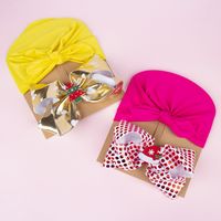 Europe Et En Amérique Croix Frontière De Noël De Style Enfants Chapeau Arc Deux-pièce Ensemble Bébé De Noël Éléments Manches Cap Bébé Beanie Cap main image 4