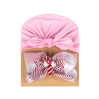 Europe And America Cross Border Christmas Style Children's Hat Bow Two-piece Set Baby Christmas Elements Sleeve Cap Baby Beanie Cap main image 6