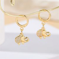 Copper Inlaid Zirconium Elephant Earrings Wholesale Nihaojewelry sku image 1