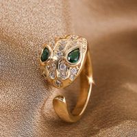 Korean-style Simple Net Red Copper Inlaid Zirconium Year Of Snake Open Ring Female Ins Trendy Real Gold Electroplated Cute Ring sku image 1