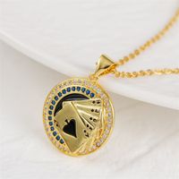 Korean Simple Geometric Inlaid Zirconium Poker Copper Necklace Wholesale Nihaojewelry sku image 1