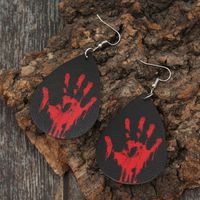 Halloween Palm Blood Stains Double-sided Printing Leather Earrings Wholesale Nihaojewelry sku image 2