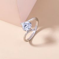 New Fashion Geometric Inlaid Zircon Copper Ring Wholesale Nihaojewelry sku image 1