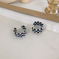 Korean Popular Acrylic Black White Checkerboard Earrings Wholesale Nihaojewelry sku image 3