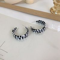 Korean Popular Acrylic Black White Checkerboard Earrings Wholesale Nihaojewelry sku image 1