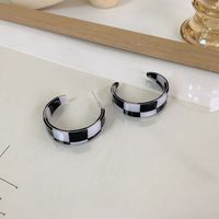 Korean Popular Acrylic Black White Checkerboard Earrings Wholesale Nihaojewelry sku image 2
