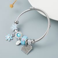 Fashion Heart-shaped Steel Wire Rhinestone Adjustable Bracelet Wholesale Nihaojewelry sku image 1