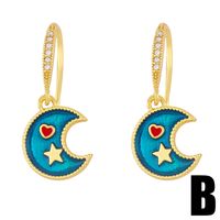 Universe Planet Moon Star Copper Earrings Wholesale Nihaojewelry sku image 2