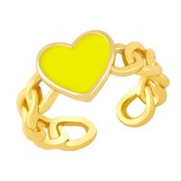 Fashion Dripping Oil Chain Heart Copper Ring Wholesale Nihaojewelry sku image 2