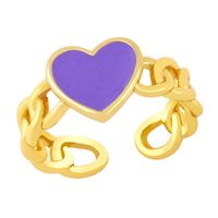 Fashion Dripping Oil Chain Heart Copper Ring Wholesale Nihaojewelry sku image 3